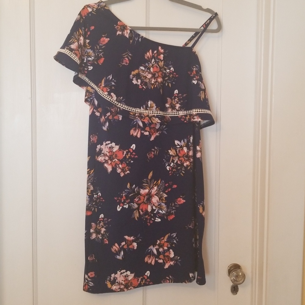 Navy floral knit dress